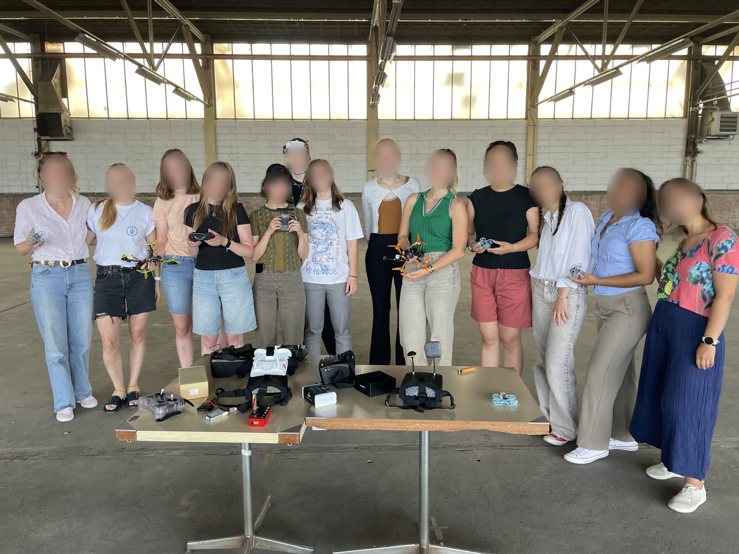 Participants with their self-built drones
